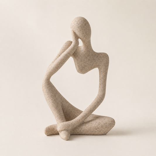 NORVEN abstract seated figure sculpture for warm minimalist desk and shelf decor