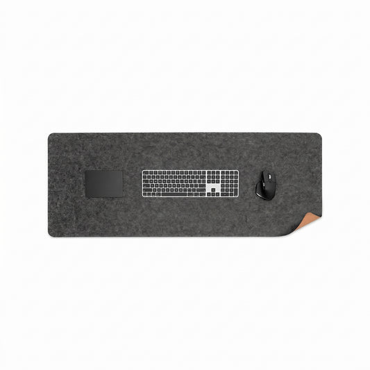NORVEN reversible felt and cork desk mat in a warm minimalist workspace